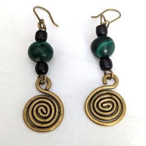 Malachite Swirl Dangle Earrings